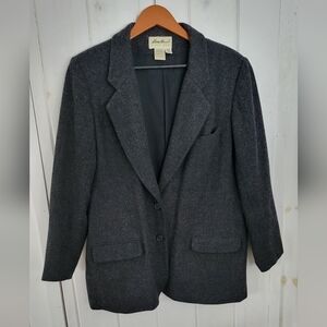 Eddie Bauer Wool Blend 2 Button   Marled Grey Jacket Blazer
